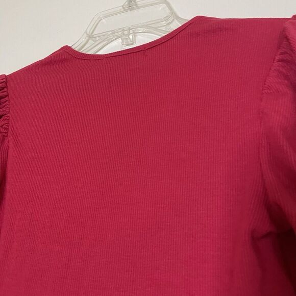 NEW! Marine Layer Lexi rib vneck long sleeve top barberry pink Small - Picture 6 of 6